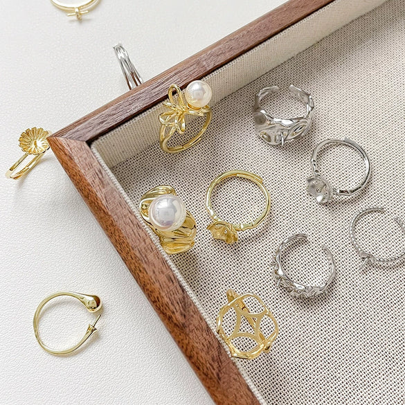 Wholesale Metal Pearl Ring Electroplated Irregular Torus Diy Handmade