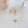 Wholesale Metal Pearl Tassel Butterfly Handmade Hair Clip For Women