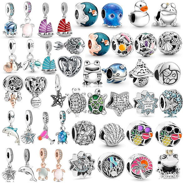 Wholesale Metal Pendant Bracelet With Dolphin Frog Starfish Shapes And Totem Pattern Electroplated And Diamondembedded
