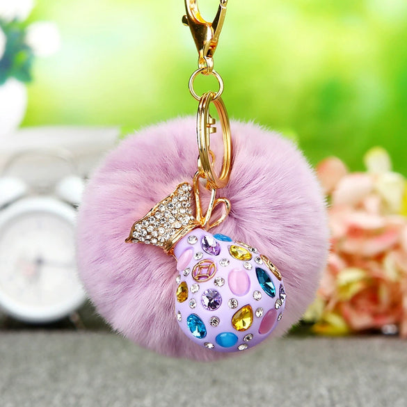 Wholesale Metal Plush Lucky Bag Style Women's Car Keychain