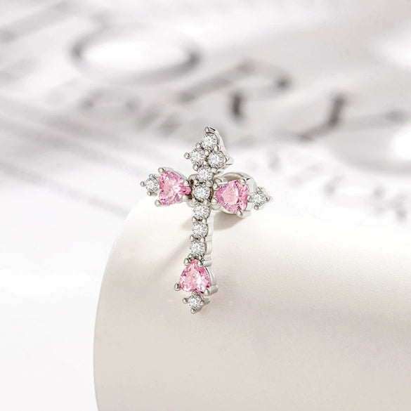 Wholesale Metal Puncture Jewelry Microinlaid Zircon Fashion Cross Design