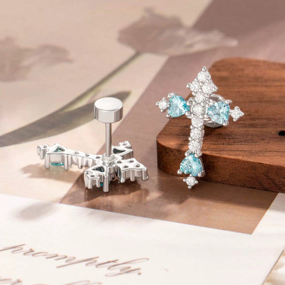 Wholesale Metal Puncture Jewelry Microinlaid Zircon Fashion Cross Design