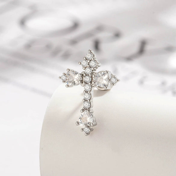 Wholesale Metal Puncture Jewelry Microinlaid Zircon Fashion Cross Design