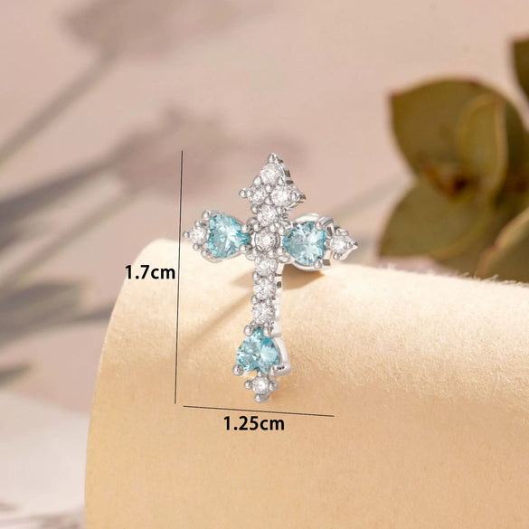 Wholesale Metal Puncture Jewelry Microinlaid Zircon Fashion Cross Design
