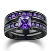 Wholesale Metal Purple Stone Zircon Ring With Geometric Design And Electroplating For Women