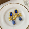 Wholesale Metal Retro Flower Design Diamond Pearl Earrings For Women