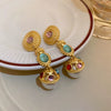 Wholesale Metal Retro Flower Design Diamond Pearl Earrings For Women