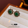 Wholesale Metal Retro Flower Design Diamond Pearl Earrings For Women