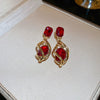 Wholesale Metal Retro Flower Design Diamond Pearl Earrings For Women