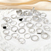 Wholesale Metal Retro Geometric Dripping Glue Heart Square Open Ring Set