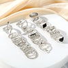 Wholesale Metal Retro Geometric Dripping Glue Heart Square Open Ring Set
