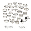 Wholesale Metal Retro Geometric Dripping Glue Heart Square Open Ring Set