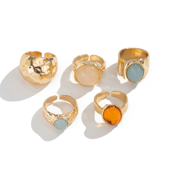 Wholesale Metal Retro Geometric Pattern Electroplated Women's Ring And Bracelet