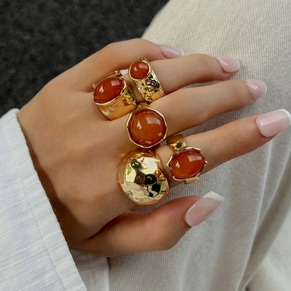 Wholesale Metal Retro Geometric Pattern Electroplated Women's Ring And Bracelet