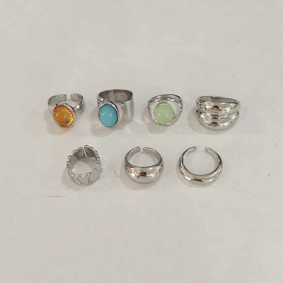Wholesale Metal Retro Geometric Pattern Electroplated Women's Ring And Bracelet
