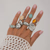 Wholesale Metal Retro Geometric Pattern Electroplated Women's Ring And Bracelet