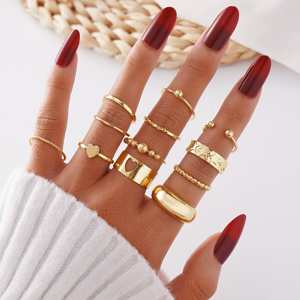 Wholesale Metal Retro Geometric Spherical Open Knuckle Ring For Women Electroplated
