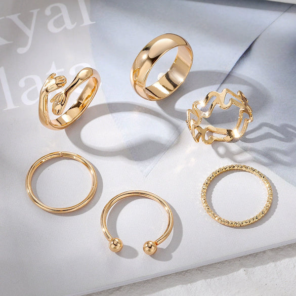 Wholesale Metal Retro Geometric Spherical Open Knuckle Ring For Women Electroplated