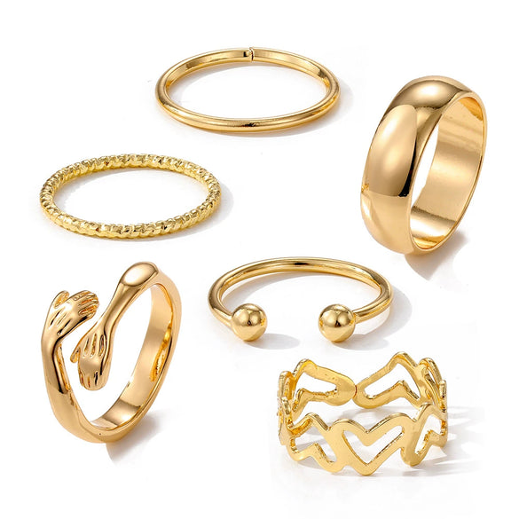 Wholesale Metal Retro Geometric Spherical Open Knuckle Ring For Women Electroplated