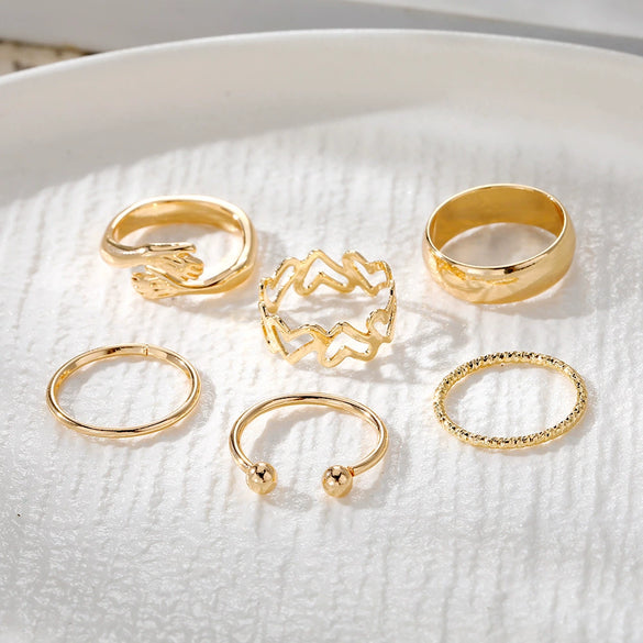 Wholesale Metal Retro Geometric Spherical Open Knuckle Ring For Women Electroplated