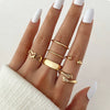 Wholesale Metal Retro Geometric Spherical Open Knuckle Ring For Women Electroplated