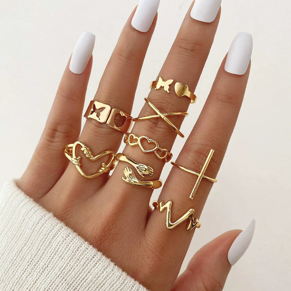 Wholesale Metal Retro Geometric Spherical Open Knuckle Ring For Women Electroplated