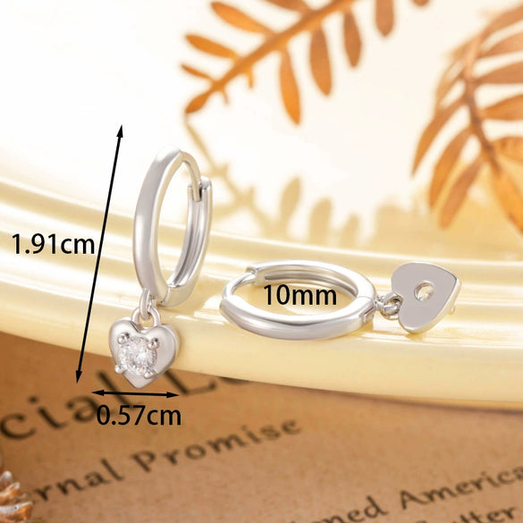 Wholesale Metal Retro Heartshaped Zircon Earrings For Women
