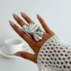 Wholesale Metal Retro Leaf Shaped Exaggerated 3D Ring With Electroplating For Women