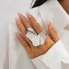Wholesale Metal Retro Leaf Shaped Exaggerated 3D Ring With Electroplating For Women