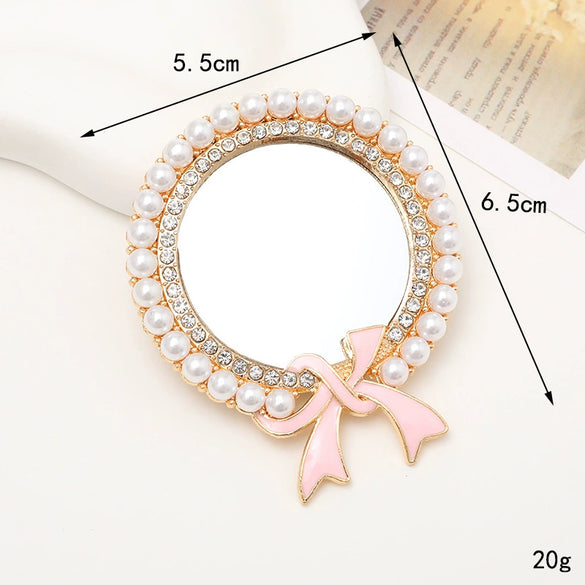 Wholesale Metal Round Mirror Sweet Style Jewelry Accessories And Cosmetic Mirror With Electroplating Treatment