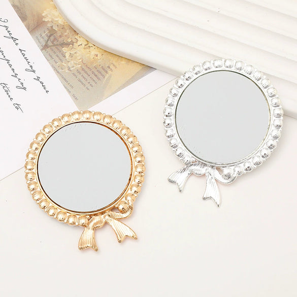 Wholesale Metal Round Mirror Sweet Style Jewelry Accessories And Cosmetic Mirror With Electroplating Treatment