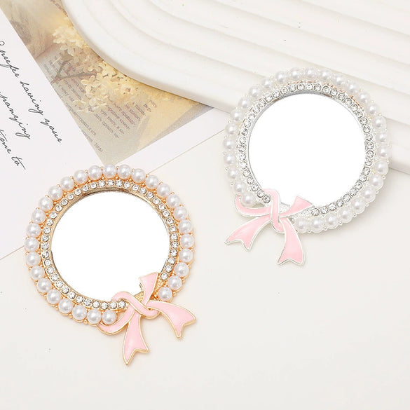 Wholesale Metal Round Mirror Sweet Style Jewelry Accessories And Cosmetic Mirror With Electroplating Treatment