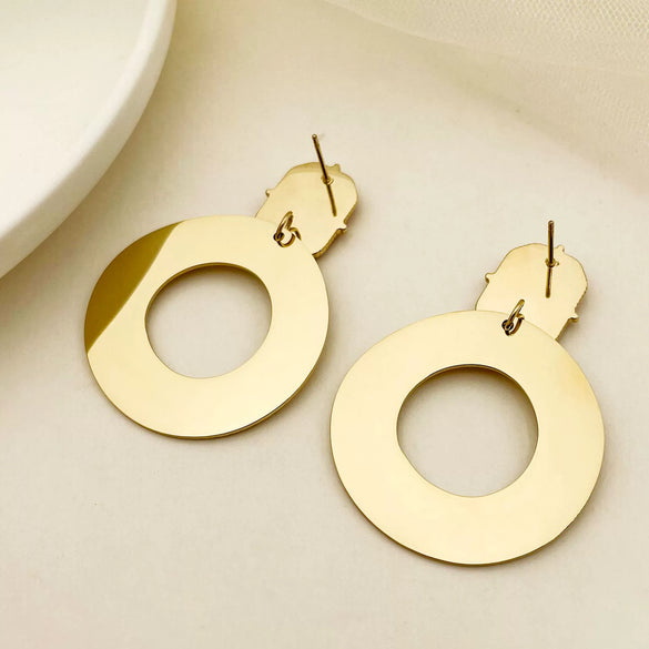 Wholesale Metal Round Stainless Steel Electroplated Earrings Fashion Chic Trendy Design
