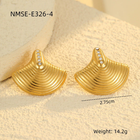 Wholesale Metal Shell Series Stainless Steel Jewelry With Geometric Pattern Electroplated 18K Gold For Women