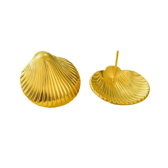 Wholesale Metal Shell Series Stainless Steel Jewelry With Geometric Pattern Electroplated 18K Gold For Women