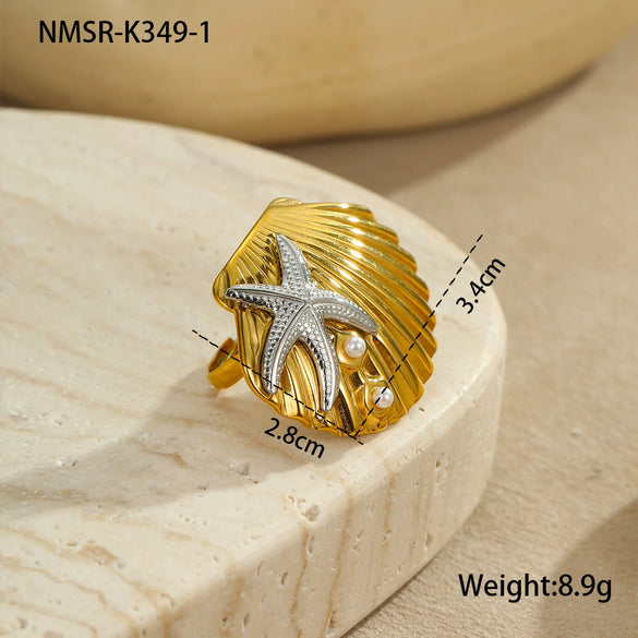 Wholesale Metal Shell Series Stainless Steel Jewelry With Geometric Pattern Electroplated 18K Gold For Women