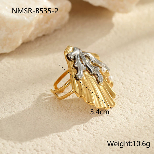 Wholesale Metal Shell Series Stainless Steel Jewelry With Geometric Pattern Electroplated 18K Gold For Women