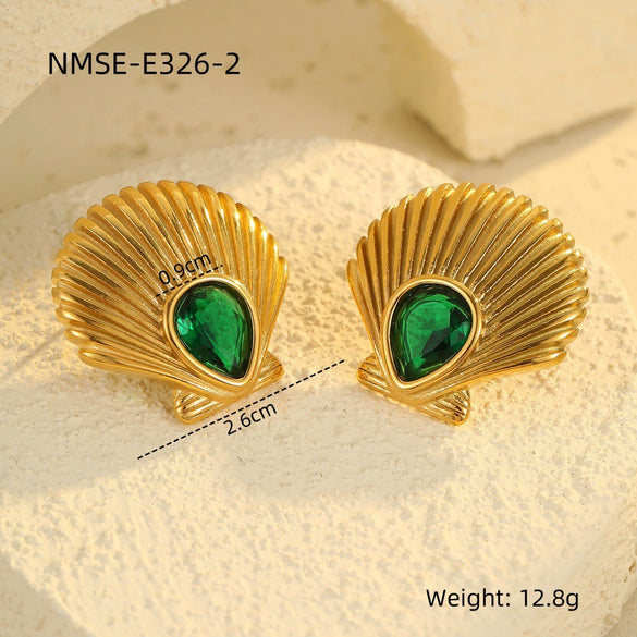 Wholesale Metal Shell Series Stainless Steel Jewelry With Geometric Pattern Electroplated 18K Gold For Women