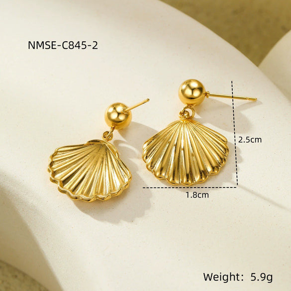Wholesale Metal Shell Series Stainless Steel Jewelry With Geometric Pattern Electroplated 18K Gold For Women