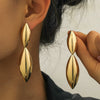 Wholesale Metal Simple Smooth Goldplated Double Horse Eyes Water Drop Shape Women's Earrings