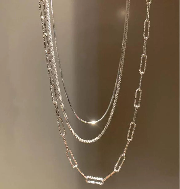Wholesale Metal Snake Bone Chain Multilayered Necklace Punk Style Geometric Alloy Electroplated For Women