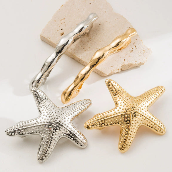Wholesale Metal Spring Hair Clip For Women With Starfish Shape And Electroplating Treatment In Fashion Ol Style
