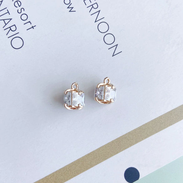 Wholesale Metal Square Crystal Jewelry Accessories With Copper Plated And Electroplating Treatment