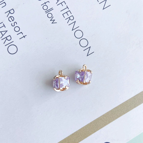 Wholesale Metal Square Crystal Jewelry Accessories With Copper Plated And Electroplating Treatment