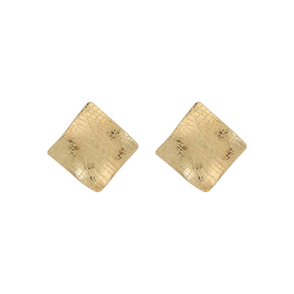 Wholesale Metal Square Geometric Earrings With Engraving And Electroplating For Women