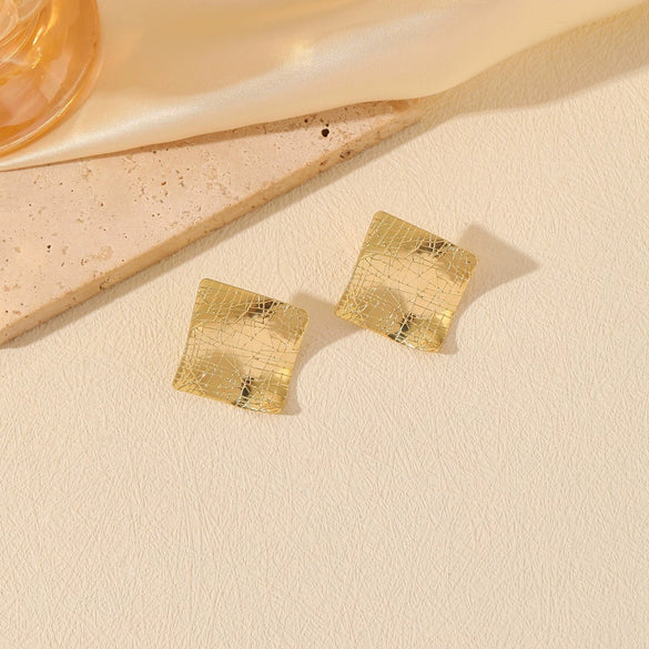 Wholesale Metal Square Geometric Earrings With Engraving And Electroplating For Women