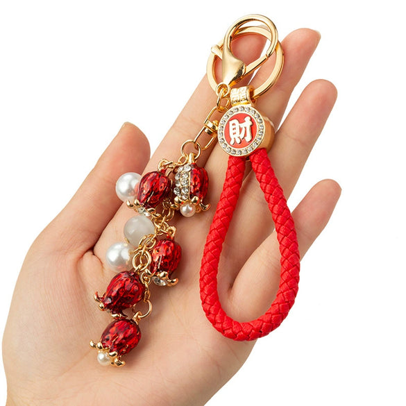 Wholesale Metal Strawberry Creative Cute Women's Rhinestone Keychain