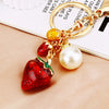 Wholesale Metal Strawberry Creative Cute Women's Rhinestone Keychain