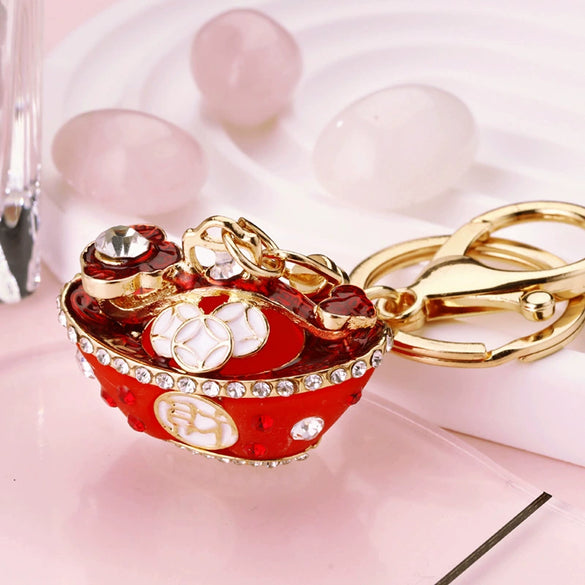 Wholesale Metal Strawberry Creative Cute Women's Rhinestone Keychain