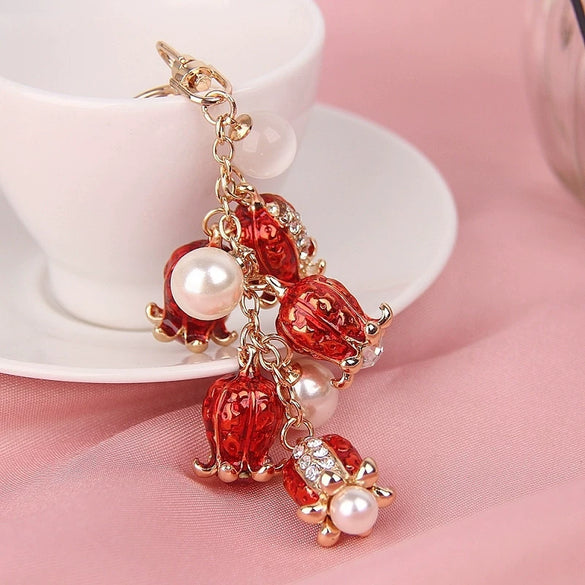 Wholesale Metal Strawberry Creative Cute Women's Rhinestone Keychain